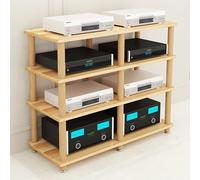 Support multimédia en bois massif, support audio réglable avec pieds antidérapants, double armoire de rangement pour lecteur CD et stéréo, support TV universel pour divertissement à domicile