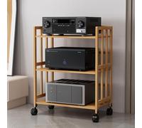 Support multimédia - Étagère audio-visuelle, étagère d'angle stéréo, console de tourne-disque, étagère AV en bois pour divertissement à domicile