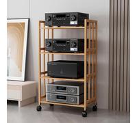 Support multimédia - Étagère audio-visuelle, étagère d'angle stéréo, console de tourne-disque, étagère AV en bois pour divertissement à domicile