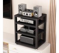 Support multimédia HiFi à 2/3/4 niveaux pour équipement audio et vidéo, meuble de tourne-disque avec pieds absorbant les chocs, design peu encombrant, 49,8 x 34,8 x 54,9 cm - Solution de rangement