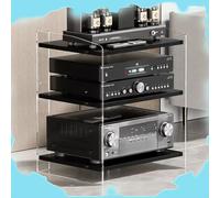 Support multimédia HiFi à 3 niveaux pour platines vinyles - Étagères réglables - 40 x 52,2 x 60,6 cm - Noir transparent