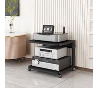 Support multimédia mobile à 2 niveaux AV Media Stand d'angle TV étagère amplificateur rack audio DVD CD support moderne composant stéréo armoire de rangement ouverte pour maison/bureau/théâtre