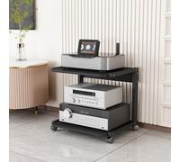 Support multimédia mobile à 2 niveaux AV Media Stand d'angle TV étagère amplificateur rack audio DVD CD support moderne composant stéréo armoire de rangement ouverte pour maison/bureau/théâtre