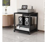 Support multimédia mobile à 2 niveaux AV Media Stand d'angle TV étagère amplificateur rack audio DVD CD support moderne composant stéréo armoire de rangement ouverte pour maison/bureau/théâtre