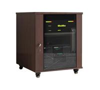 Support multimédia mobile à 3 niveaux avec roulettes pour routeur WiFi moderne - Armoire stéréo AV avec porte en verre - Support portable pour lecteur multimédia