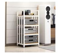 Support multimédia moderne à 4 niveaux HiFi audio vidéo - Support stéréo réglable blanc pour système de divertissement - Support de sol robuste pour une installation organisée de cinéma maison