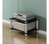 Support multimédia multifonctionnel 1/2/3/4 niveaux AV étagère d'angle console en bois pour tourne-disque, HiFi, tour de rangement, centre de divertissement, rack stéréo (60 x 48 x 62 cm)