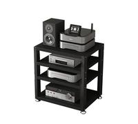 Support multimédia portable et support audio - Étagère d'angle pour rangement audio/audio/supports stéréo avec étagères pour salon, jeux vidéo et salles de réunion - Finition acajou (45 x 35 x 23 cm)