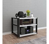 Support multimédia pour jeux, équipement audiovisuel, étagère pour CD/DVD, support de divertissement avec prises de courant, parfait pour projecteur, lecteur DVD, console de jeu et câbles