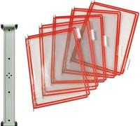 Support mural 10 plaques pochettes rouges avec cadre en fil de fer, gainé de caoutchouc pour DIN A4