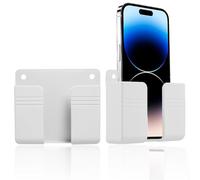 Support mural 2 en 1 pour téléphone et chargeur, boîte de rangement universelle pour télécommande TV (blanc)