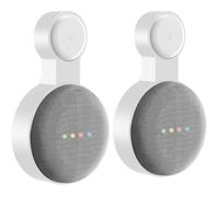 Support mural à 2 prises pour enceinte Google NestMini, assistant vocal domestique, cache-câbles, blanc