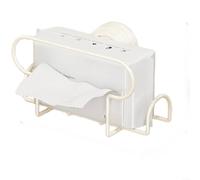 Support mural à ventouse en métal, sans perçage, distributeur de lingettes humides et porte-papier toilette pour cuisine, noir moderne (blanc)