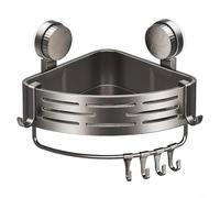 Support mural à ventouse pour salle de bain avec trous de drainage pour un rangement propre et sec des articles de douche (avec tige)