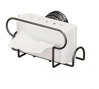 Support mural à ventouse pour salle de bain et cuisine, étagère de rangement moderne en métal pour lingettes humides et papier toilette, sans perçage, options noir, blanc, argent (noir)