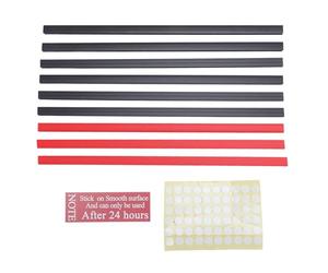 Support mural adhésif pour dosettes de café, bandes de rangement, haute compatibilité, grande capacité, conception peu encombrante pour cuisine, café, matériau PVC, 9 bandes, 1 (6 noirs + 3 rouges)