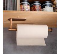 Support mural adhésif sous armoire pour essuie-tout en acier inoxydable (or rose)