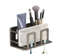 Support mural amovible en acrylique pour brosse à dents - Ventouse - Organiseur de salle de bain - Support de rangement pour dentifrice - Gain de place - Gris