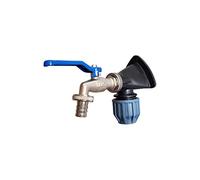 Support mural avec robinet d'écoulement à boisseau sphérique pour tuyau en polyéthylène - 20 mm (1/2") - Plaque murale en polyéthylène avec robinet d'écoulement 1/2"