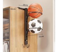 Support Mural Basket Iron 42cm Rangement Ballon(Black) | Acier pour robuste, anti-corrosion, supporte poids lourd, structure rigide stable