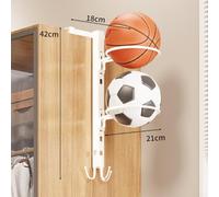 Support Mural Basket Iron 42cm Rangement Ballon(White) | Acier pour robuste, anti-corrosion, supporte poids lourd, structure rigide stable
