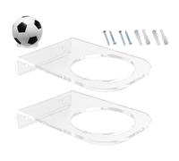 Support Mural Basketball - Double Support en Acrylique Transparent,Présentoir Décoratif Ballon Sportif - pour Chambre Sports Football Fêtes Anniversaire Maison Jeunes Garçons