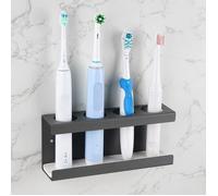 Support Mural Brosse à Dents Électrique - 1 4 Emplacements Plateau Diatomite Convient pour AquaSonic/Oral-B - Gris Étiquette
