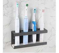 Support Mural Brosse à Dents Électrique - 1 4 Emplacements Plateau Diatomite Convient pour AquaSonic/Oral-B - Gris Étiquette