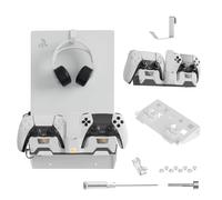 Support mural console pour PS5/PS5 Elite, support mural de chargement pour deux manettes avec câble de chargement magnétique 2-en-1 et support pour casque d'écoute