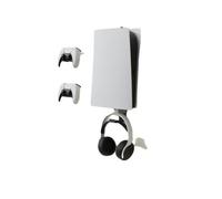 Support mural console pour PS5/PS5 Pro/PS5 Slim, support mural pour console avec manette et support pour casque d'écoute, support mural pour jeu vidéo (Noir)