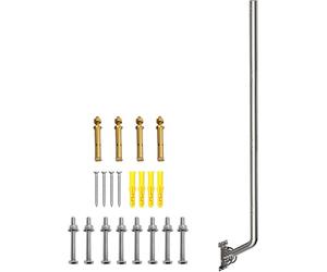 Support Mural d’Antenne 134 cm en Acier Inoxydable 430, Mât J Réglable 3,5cm, Base Pivotante pour Starlink avec Adaptateur, Antenne TV, Station Météo, WiFi Extérieur, Argenté