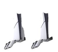 Support mural de console pour PS5/PS5 Slim, Support mural de console avec 2 supports de manettes Support vertical de rangement console de jeu pour PlayStation5 Slim (Blanc)