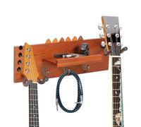 Support mural de guitare, étagère murale de guitare en bois, support de guitare avec étagère et étagère de sélection pour deux guitares, support d'organisateur de basse économisant de l'espace