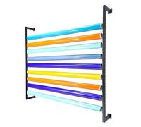 Support mural de rangement pour rouleaux de tissu/films adhésifs/papiers peints/tissus, avec barres de suspension réglables et roulettes. Organisateur robuste en acier. (Noir, 70 cm/27,6 po)
