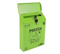 Support mural de style rétro pour boîte aux lettres en fer imperméable, grande capacité pour courrier et journaux, verrouillage sécurisé avec 2 clés, conçu pour une utilisation en extérieur (vert)