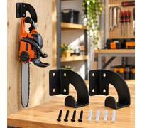 Support mural de tronçonneuse pour STIHL MSA 60, lot de 2 | Lot de 2 supports muraux en métal noir conçus pour votre tronçonneuse, avec crochet incurvé et visserie incluse.