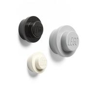 Support mural décoratif - Lego - Jeu de crochets muraux - 3 pièces - Gris, noir et blanc - Design contemporain