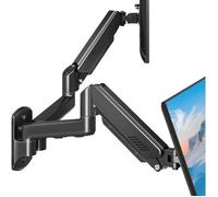 Support Mural Double Écran Pour Écrans . 32"" Jusqu'À 9 Kg Vesa 75/100 Mm Avec Vérin À Gaz Rotatif À 360°