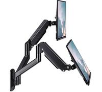 Support Mural Double Pour Écran Jusqu'À 32"" Et 10 Kg, Entièrement Réglable, Bras De Moniteur À Ressort À Gaz Avec Inclinaison Et Piv