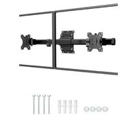 Support Mural Double pour écrans 13-27 Pouces, Simple vers Double | Espace mural ultra-mince, assemblage horizontal, alignement précis, gestion des câbles, 10 kg par bras, VESA 75/100, Noir
