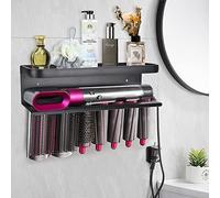 Support mural Dyson Airwrap en aluminium aérospatial pour sèche-cheveux | 2 en 1 Support pour Dyson Airwrap,Support de Montage Mural Organisateur Support de Stockage pour Salle de Bain à Domicile
