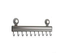 Support mural en acier au carbone avec base d'aspiration sous vide et crochet modulaire pour ranger les ustensiles de cuisine et les couverts (50 cm)