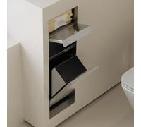 Support mural en acier inoxydable pour salle de bain - Porte-papier toilette dissimulé et armoire de rangement avec porte-balai pour douche, espaces publics et parcs (gris)