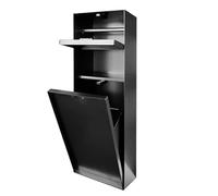 Support mural en acier inoxydable pour salle de bain - Porte-papier toilette dissimulé et armoire de rangement avec porte-balai pour douche, espaces publics et parcs (gris)