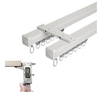 Support mural en aluminium robuste à double rail pour cloisons de séparation de pièce - Longueur personnalisée 1 à 10 m Blanc carbonisé élégant Idéal pour la décoration du salon et de la chambre à