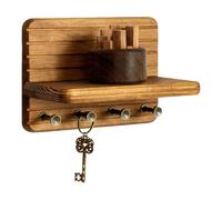 Support mural en bois naturel avec étagère pour maison, entrée, salon, rangement des clés