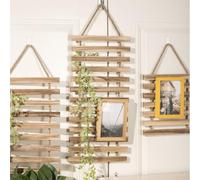 Support mural en bois naturel pour plantes grimpantes d'intérieur et d'extérieur Étagère de jardin verticale avec corde de chanvre Marron Grande taille (L)