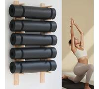 Support mural en bois pour tapis de yoga - Organiseur peu encombrant pour la maison, la salle de sport, l'école et le bureau