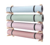 Support Mural en Bois pour Tapis De Yoga Support De Rangement pour Tapis d'exercice pour Rouleaux en Mousse Et Tapis d'exercice, Étagère De Rangement pour Salle De Sport Domicile