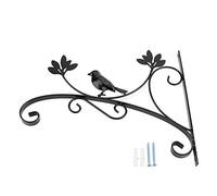 Support Mural en Fer Forgé Noir Traitement Antirouille Motif Oiseaux 35x27.5 cm pour Balcon Jardin Extérieur Intérieur Salle à Manger Buanderie
